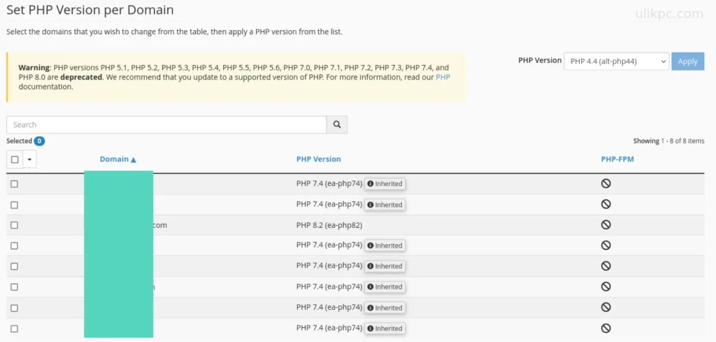 pilih versi php terbaru untuk website