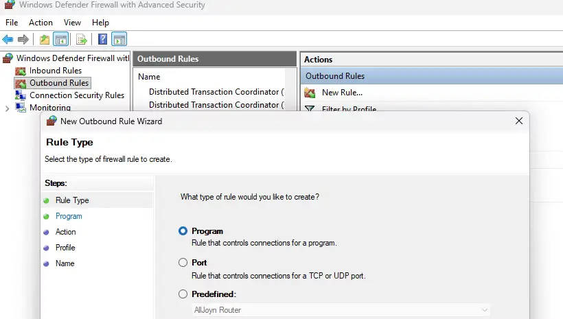 new rules outbound inbound